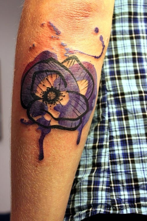 watercolor tattoo design pansy flower