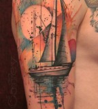 watercolor tattoo design sailboat