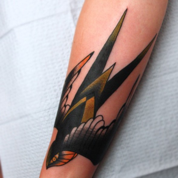 angry swallow tattoo by jimmy duvall