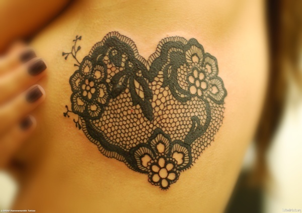 black lace heart tattoo