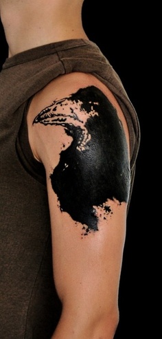 blackwork tattoo big crow