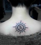 blue tribal sun tattoo design