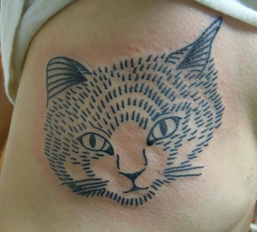 cat tattoo by liam sparkes