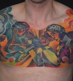chest tattoo by bugs working class men