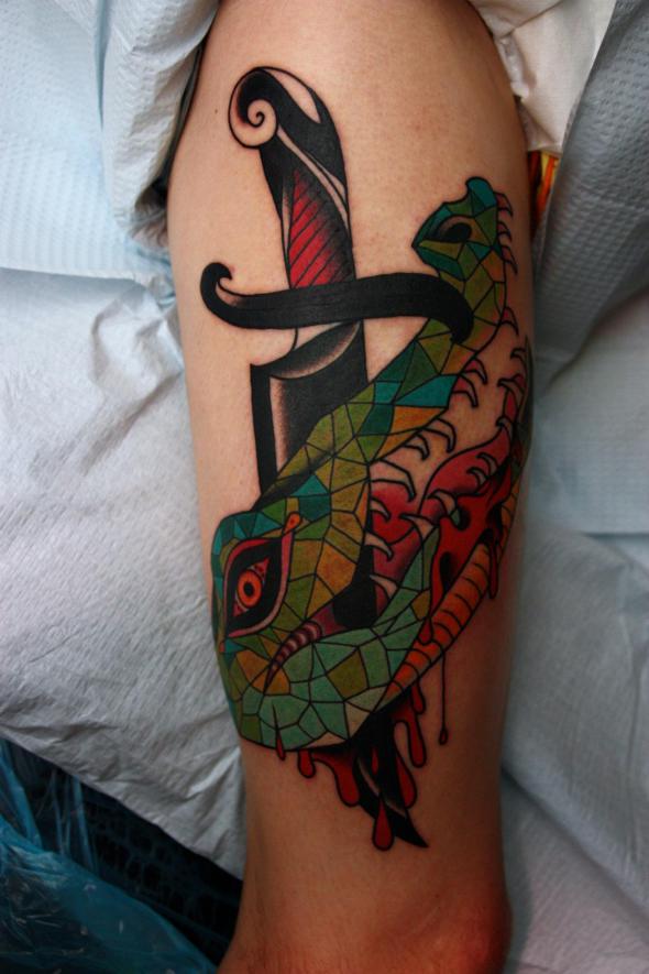 crocodile dagger tattoo by jimmy duvall