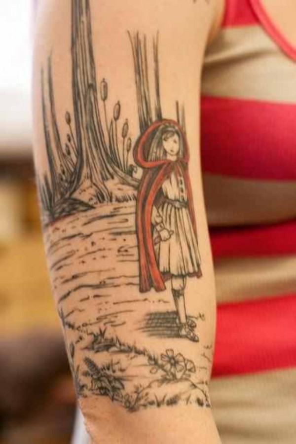 fairytale tattoo red hood in forest