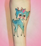 girly pastel tattoo deer