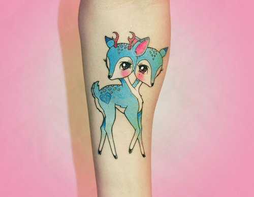 girly pastel tattoo deer