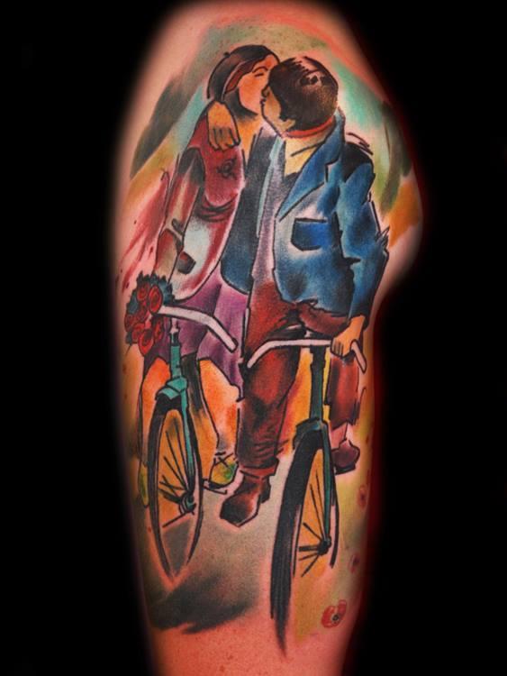 kiss on bikes tattoo by bugs