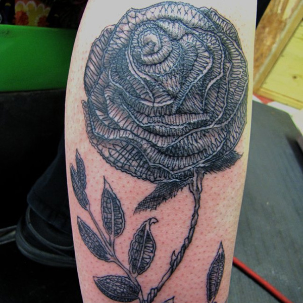 lace tattoo blue rose