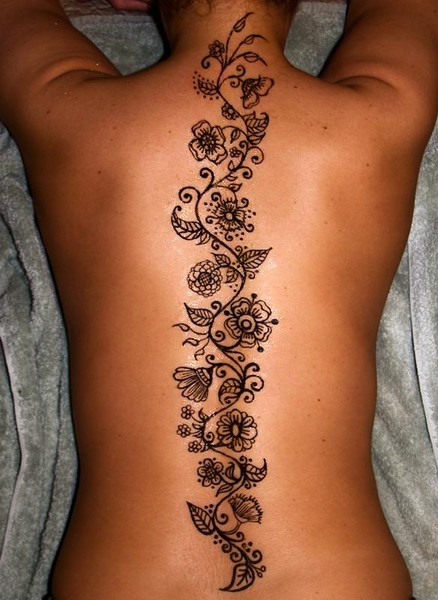 lace tattoo spine work