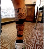 leg blackwork maori tattoo