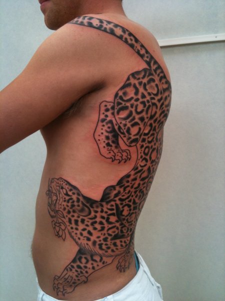 leopard tattoo huge tattoo leopard with rose