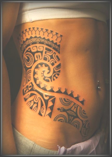 maori stomach tattoo for girl