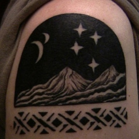 mountain at night tattoo