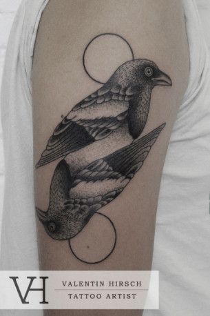 pigeons symetric tattoo by valentin hirsch