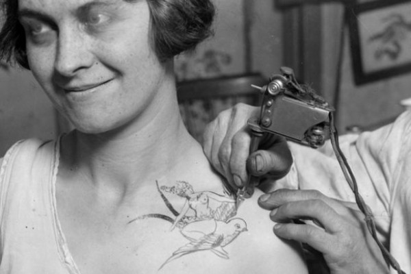 tattoo in process vintage woman