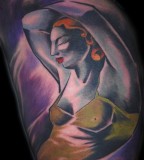 woman tattoo by bugs