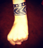 wrist tattoo aztec black work
