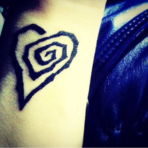 wrist tattoo spiral heart