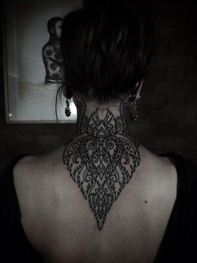 back neck tattoo by guy le tattooer