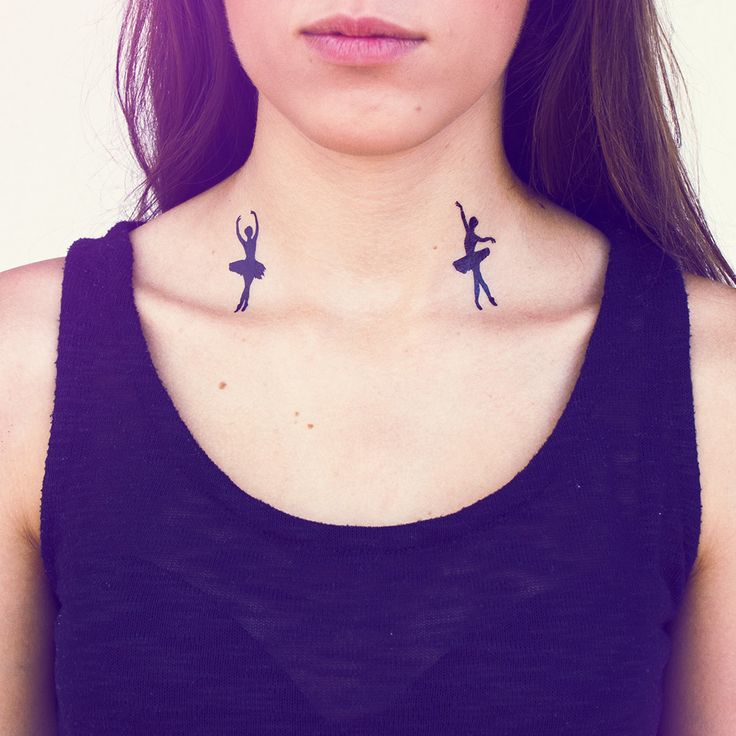 black ballet tattoo on neck