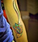 colorful scissor-tailed fly catcher tattoo inspired by charley harper