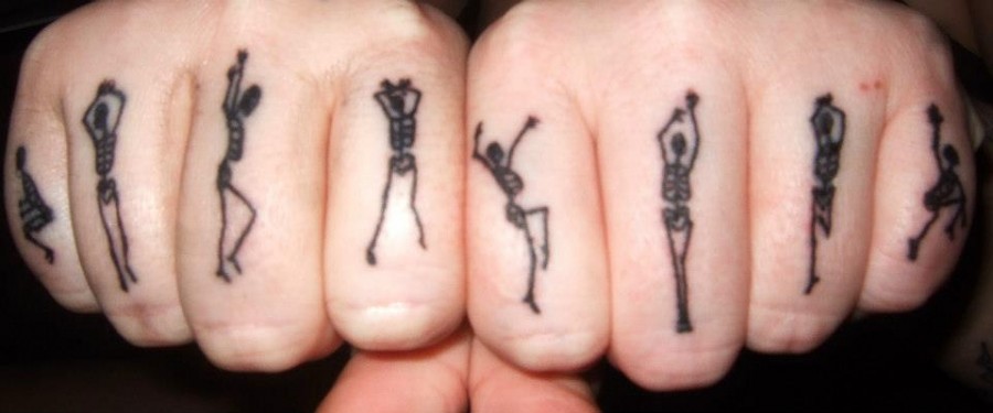 dancing skeletons tattoo sance moves finger tattoo