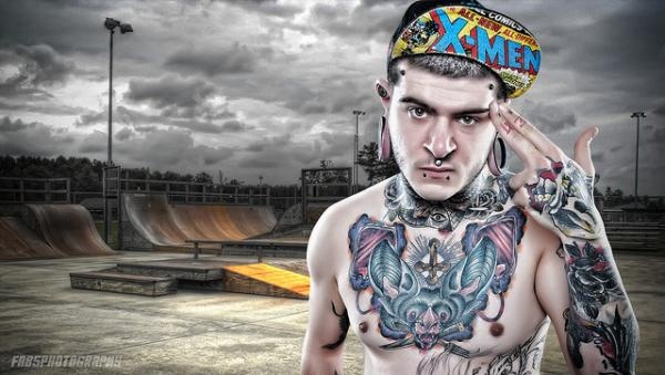 fabrice petre tattoo photography guy with x men cap