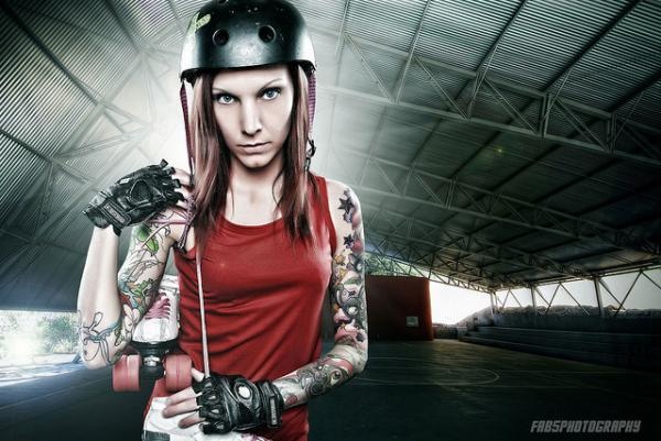 fabrice petre tattoo photography rollerblader girl