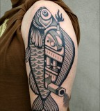 futuristic fish tattoo by luca font