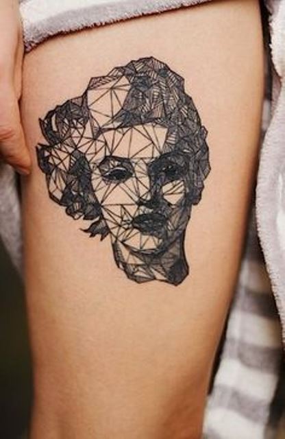 geometric marilyn monroe tattoo by diana katsko