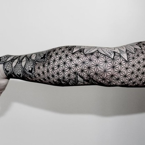 geometric sleeve tattoo net blackwork