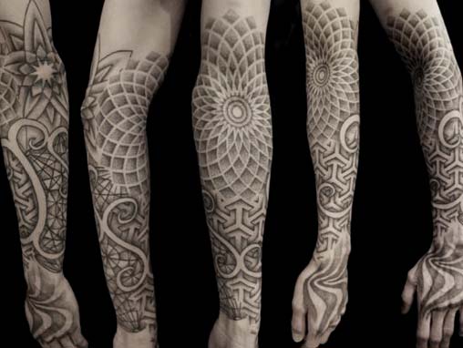 geometric spiral tattoo