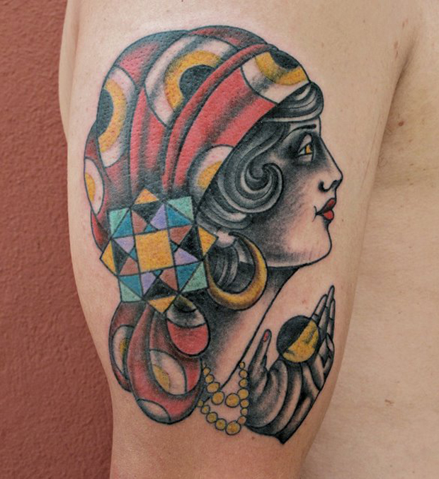 gipsy woman tattoo by luca font