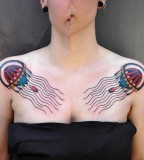 jellyfish chest tattoo by luca font