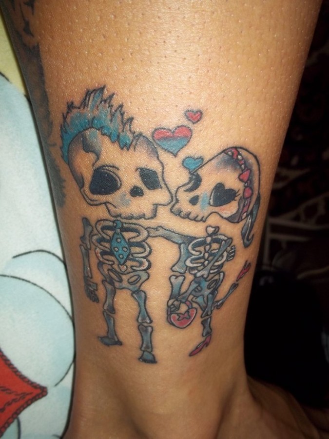 skeleton safety pin tattoos