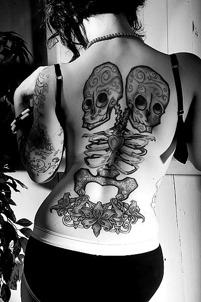two headed skeleton tattoo