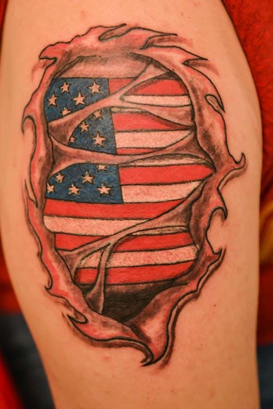 Different flags tattoo