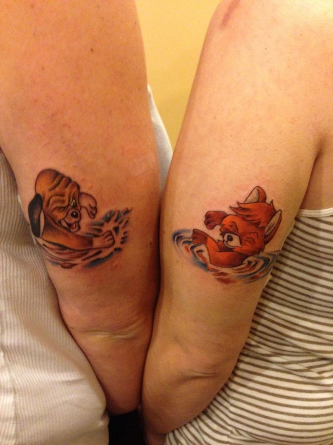 Amazing disney movie dog and fox tattoos