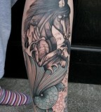 Amazing horse tattoo on leg