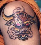 Angry bull tattoo