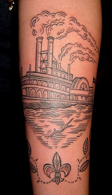 Awesome ship tattoo by Duke Riley
