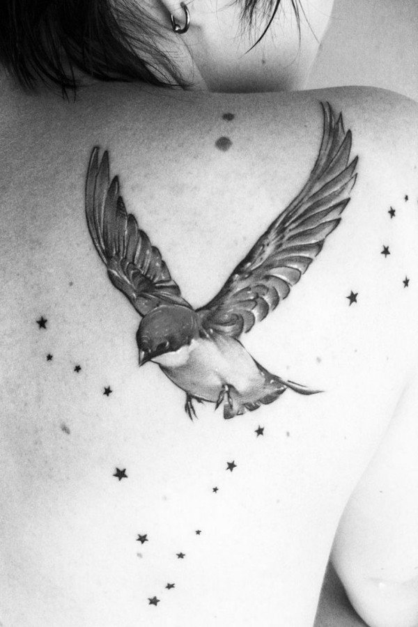 Birds and stars tattoo