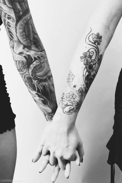 Black and white couple tattoo