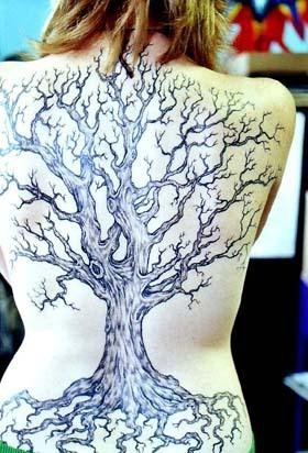 Black and white tree tattoo