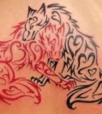 Black wold and red fox tattoos