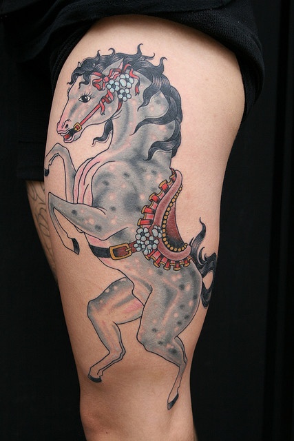 Colorful amazing horse tattoo