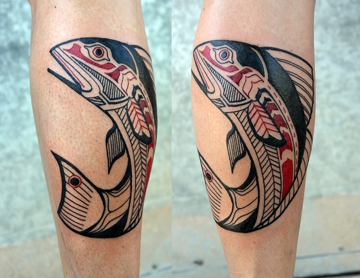 Colorful fish tattoo by David Hale