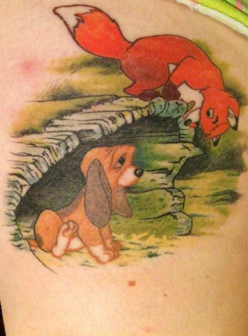 Cute dog and fox tattoos